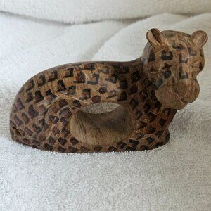 Carved wooden Leopard , made in Kenya